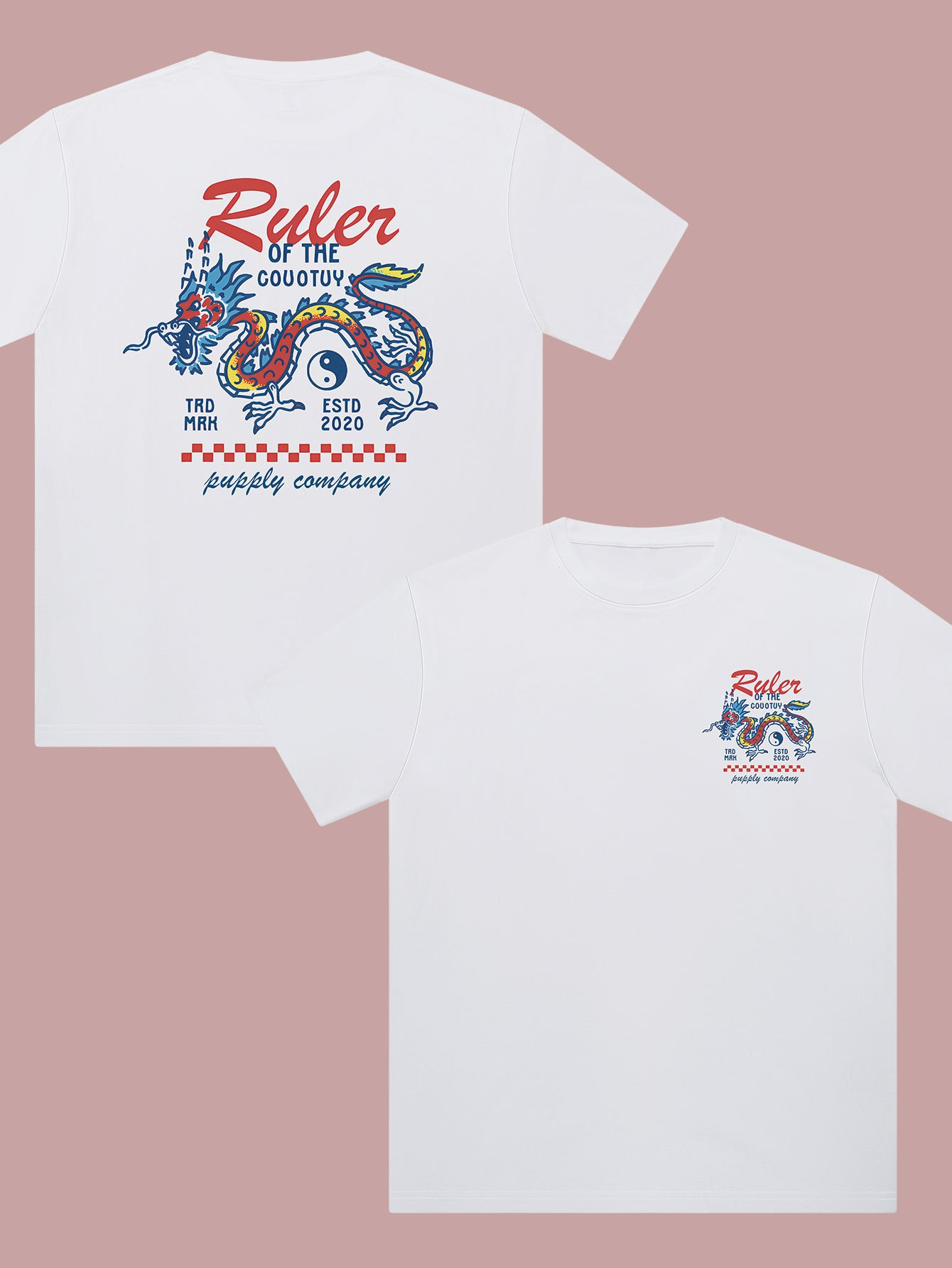 Streetwear Brand Tees - Tai Chi Dragon King Print Trendy